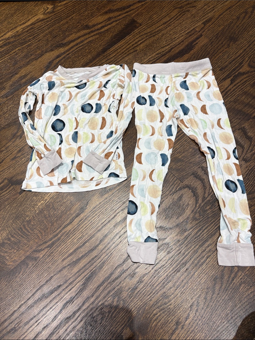 Little Sleepies Cream Pajama Set with Multicolor Moon Print Luna Neutral